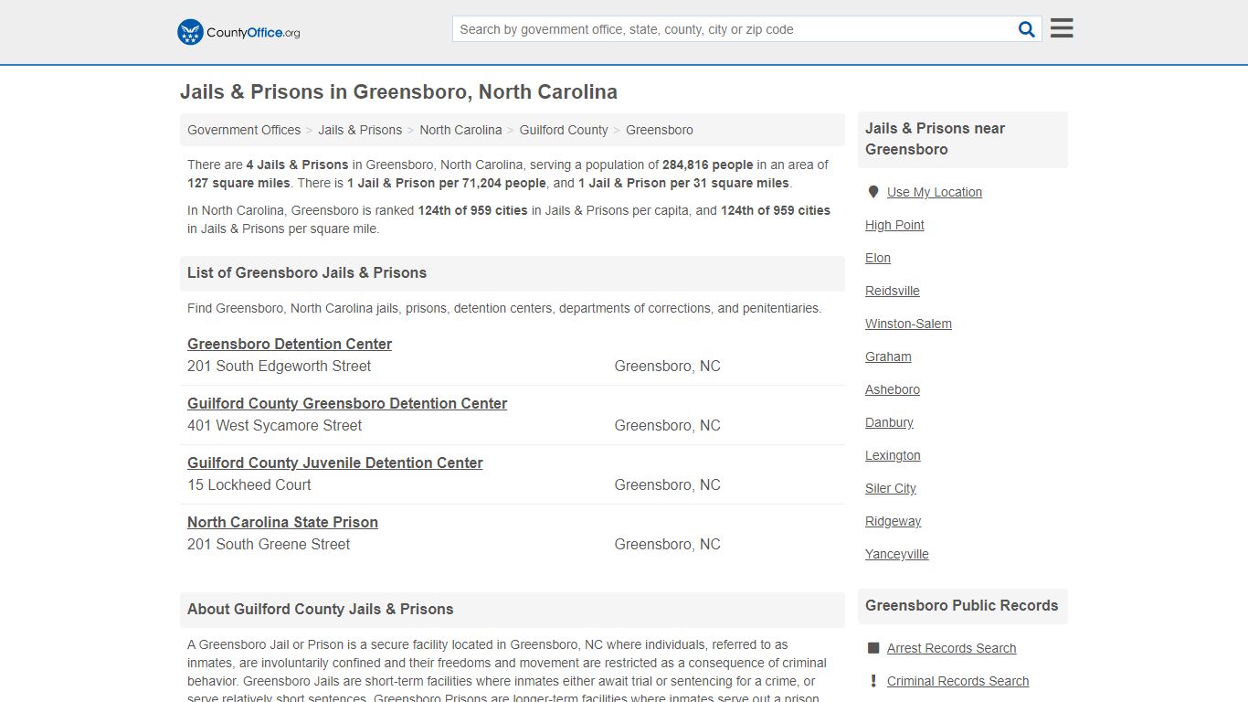 Jails & Prisons - Greensboro, NC (Inmate Rosters & Records)